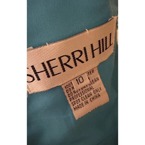 Sherri Hill Cocktail Dress Sz. 10 Blue Short Halter Glitter Shimmer Prom Formal - Picture 4 of 16